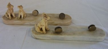 Pair of Art Deco French photo holders with dog figures