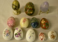 Egg shape trinket pots, semi-precious stone & papier-mache eggs