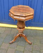 Vict rosewood octagonal sewing table