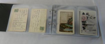 Album of approx 130 postcards inc greetings cards