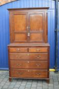 Geo oak cabinet on chest with ebony & box wood stringing & fluted corners