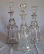 Set of 3 Vic glass Decanters