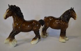 2 Beswick Shire horses