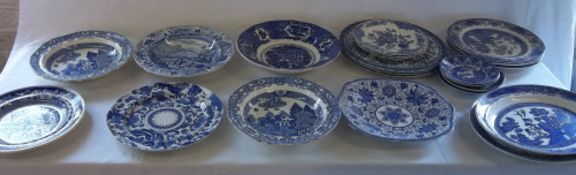 Various blue and white bowls & plates inc Spode