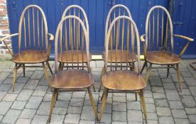 6 Ercol hoop back dining chairs inc 2 carvers