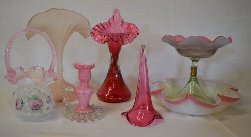 Cranberry glass & other coloured glassware