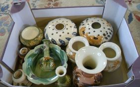 Jersey pottery vases, candlesticks etc