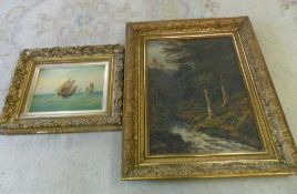 Oil on board seascape & oil on canvas of a river scene