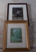 Framed print 'Frans Hals Pinx' & a framed watercolour