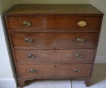 Geo III oak chest of drawers with bracket feet