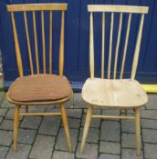 2 Ercol stick back dining chairs