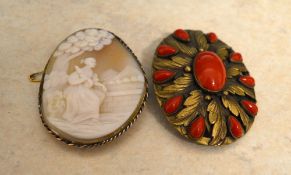 Cameo brooch & costume brooch