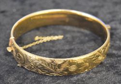 Engraved 9ct gold bangle 22g