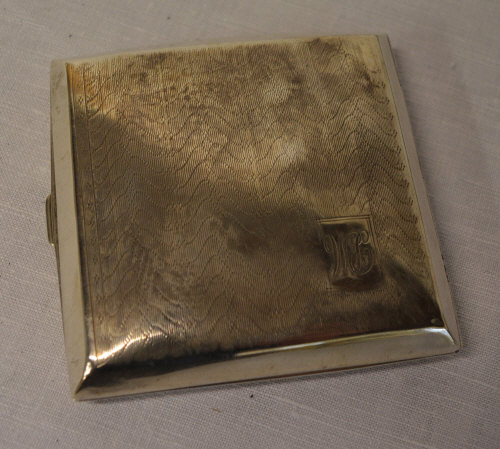 Silver cigarette case, total weight 2.7oz, Birmingham 1928