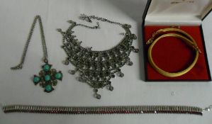 Assorted costume jewellery necklaces inc cross marked '800' from Jerusalem