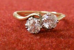 2 stone diamond ring approx 1.05 ct, size P