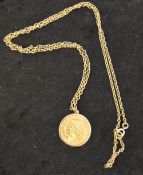 United States gold 5 dollar in a 9ct gold mount with chain total weight 16.3 g