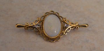 9ct gold opal bar brooch