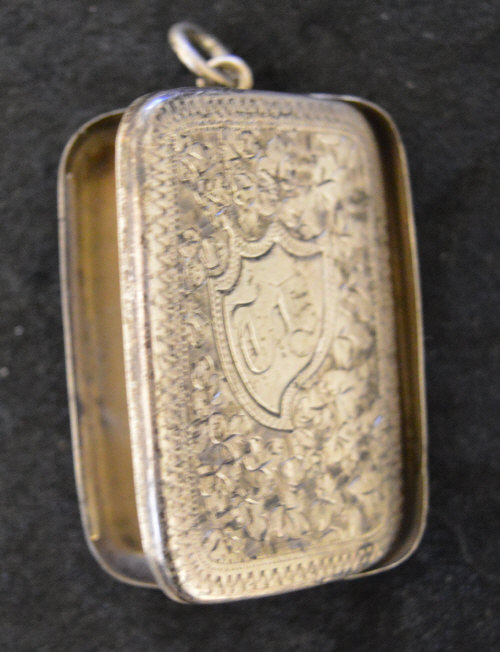 Silver vesta case with unusual side opening panel Birm 1898