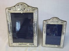 2 bow & garland design silver photo frames Sheffield 1995 17 cm  x 24 cm and 12 cm x 17 cm Sheffield