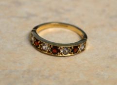 9ct gold garnet & cz eternity ring, size M, total weight 2.5g