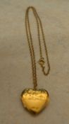 9ct gold heart pendant & chain