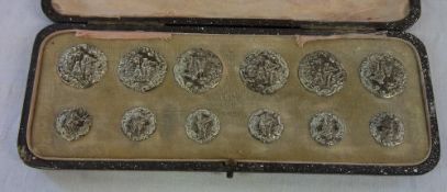 Cased set of silver buttons Birmingham 1900 1.20 oz