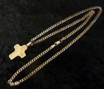 14ct gold necklace and cross (length of necklace 23") 23.3 g