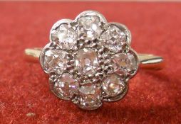 Diamond cluster ring (daisy style), size O