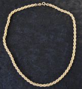 9ct gold hollow rope necklace 45cm 8.7g