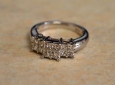 Platinum ring set with 0.75ct of diamonds, size J