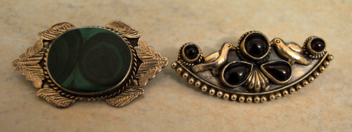 2 silver brooches