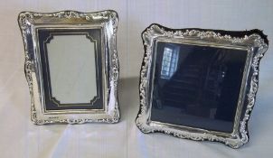 2 silver photo frames one square frame Sheffield 1994 17 cm x 17cm and one other London 1997 15 cm x