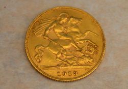 22ct gold 1913 half sovereign