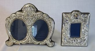 2 silver photo frames one double frame Sheffield 1992 18 cm x 14.5 cm and one other Sheffield 1991