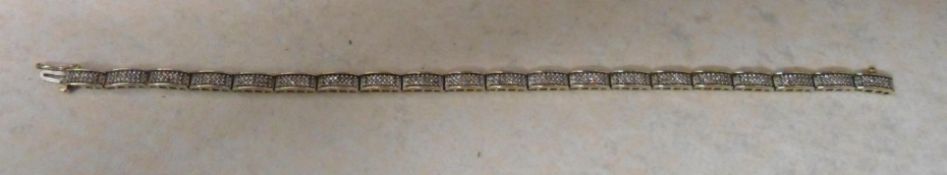 9ct gold diamond bracelet L 7.5"