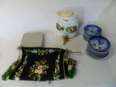 Gin keg, screen & various Royal Copenhagen Christmas plates