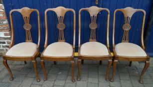 4 Edw oak drop seat dining chairs