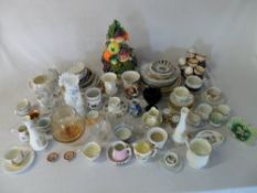 Various ceramics and glassware inc fruit tree, mugs, egg cups etc