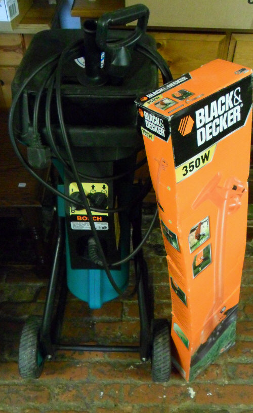 Bosch garden shredder & Black and Decker 350w strimmer