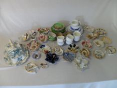 Ceramics inc ashtrays, plates, cups etc