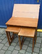 Teak nest of tables with a folding top