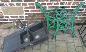 Garden seat ends & black granite effect sink