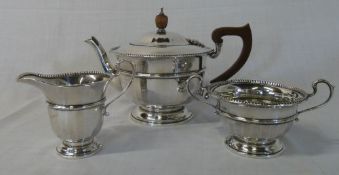 Silver teapot, sm jug & bowl - 1855 Birm, approx weight 20oz