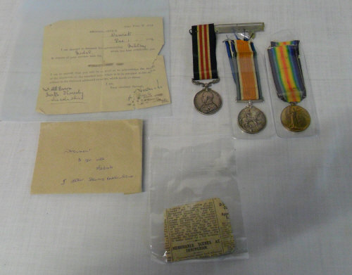 WWI Pair & Military Medal to 34468 Pte A.S. Brown, 14th Royal Warickshire Rgt, with newspaper