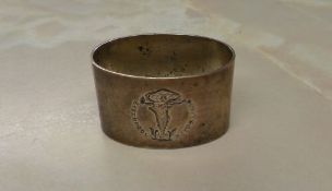 Liverpool motor club silver serviette ring, Approx 1.5oz, Chester 1925