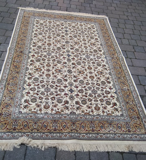 Ivory floral cashmere rug 155cm by 230cm