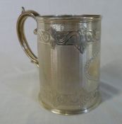 Silver tankard with engine turned design, London 1868, approx 10oz
