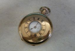 9ct gold half hunter pocket watch with Rolex Lever movement