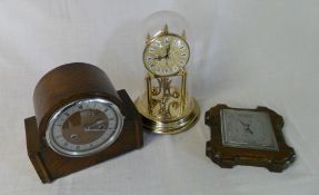 Skeleton clock, mantle clock & a barometer